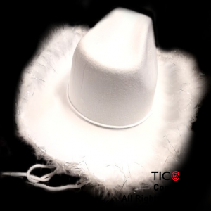 SOMBRERO COWBOY CON PLUMAS BLANCO x 1